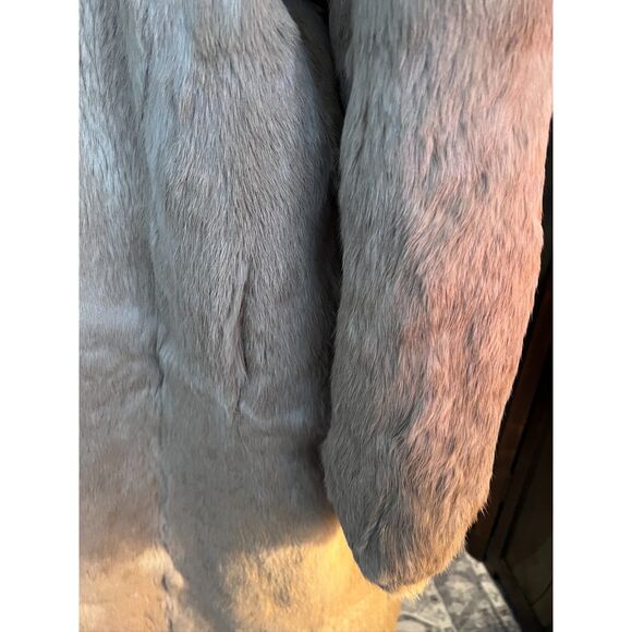 Vintage Mademoiselle full length light brown rabbit fur coat. Size L (W). - Picture 3 of 13